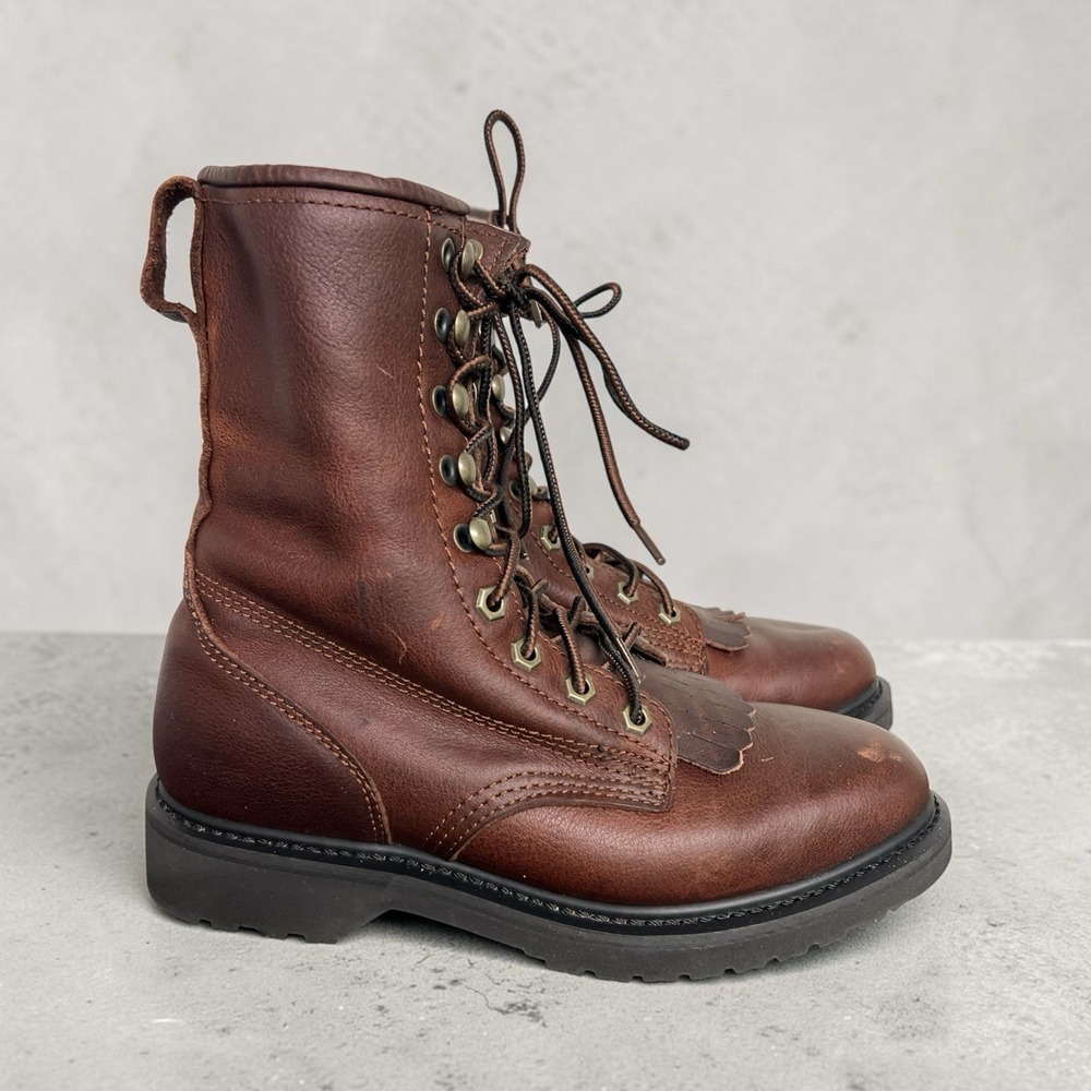 Masterson Boot Co RB881 Men's 7.5 EW Brown Leather Work Logger Boots Oil Resista